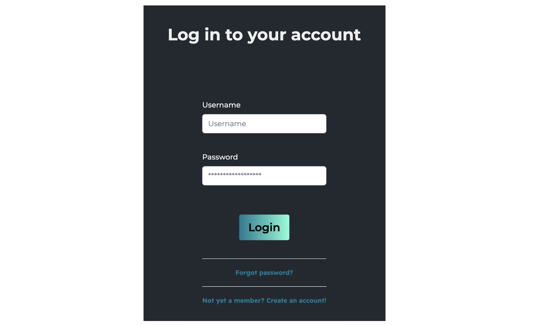 Matcha login page.